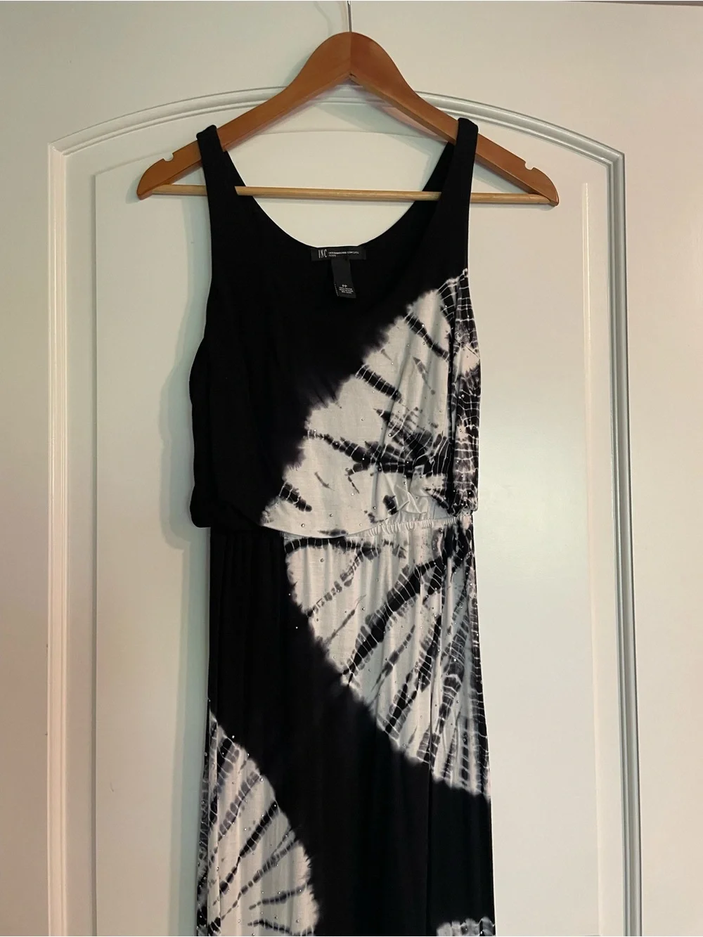 INC International Concepts Black & White Tie-Dye Strapless Maxi Dress PP - Picture 2 of 4